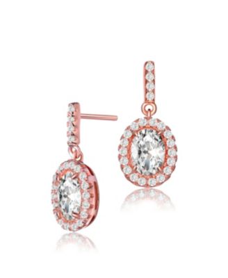 Women's 18K Rose Gold Plated Colored CZ Dangle Earrings