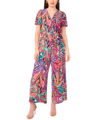 Vince Camuto - Women's Printed V-Neck Wide-Leg Jumpsuit