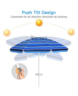 7.2ft Beach Umbrella Outdoor Patio Garden w/ Carrying Bag Sand Anchor