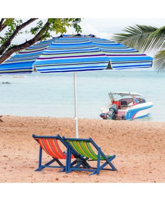 Gymax 7.2ft Beach Umbrella Outdoor Patio Garden with Carrying Bag Sand Anchor