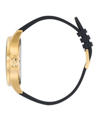 Unisex Analog Black Silicone Watch, 44mm