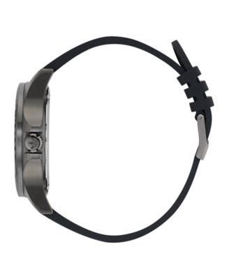 Unisex Analog Black Silicone Watch, 44mm