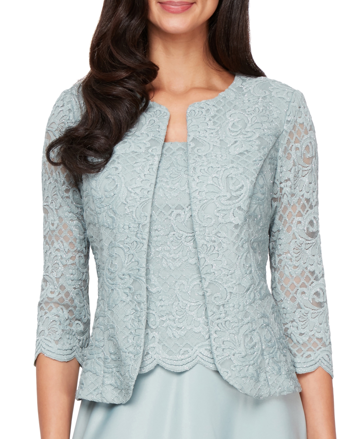 Alex Evenings Lace Jacket & Lace-top Gown