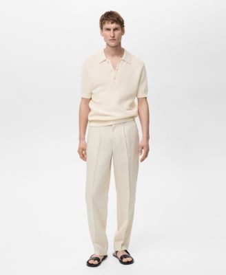 Mango Mens Openwork Cotton Knitted Polo Shirt 11490₽