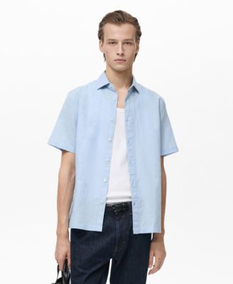 MANGO - Men's Short Sleeve Linen-Blend Shirt