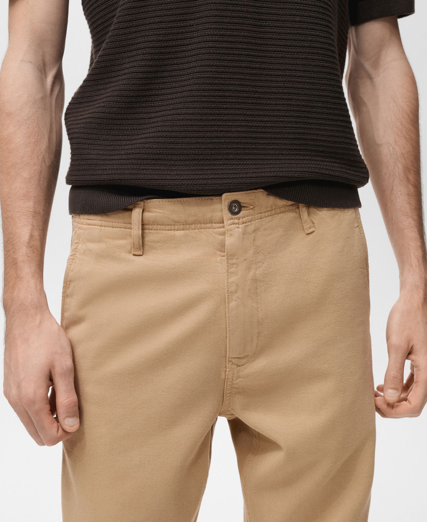 Мужские джинсы MANGO Lyocell Regular-Fit, цвет: Бежевый — фото 5