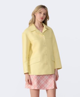 Women's Mid-Length Leather Jacket, Created for Macy s