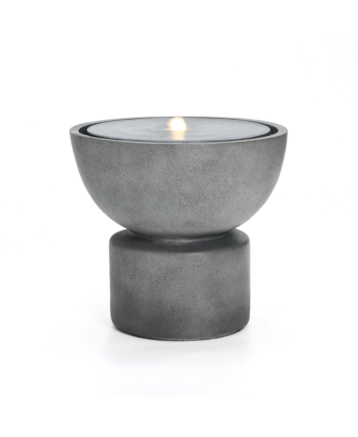 Gray with Speckled Black Resin Round Bubbler 18.5&#x22; Tall Outdoor Fountain with Lights - Gray
