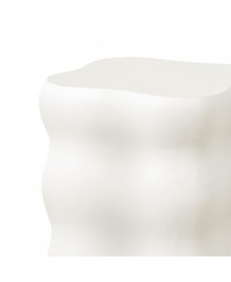 White MgO Modern Curves Square 18.5-Inch Tall Side Table, Indoor and Outdoor