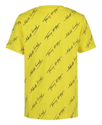 Toddler and Little Boys Angled Script Print Short Sleeve T-Shirt