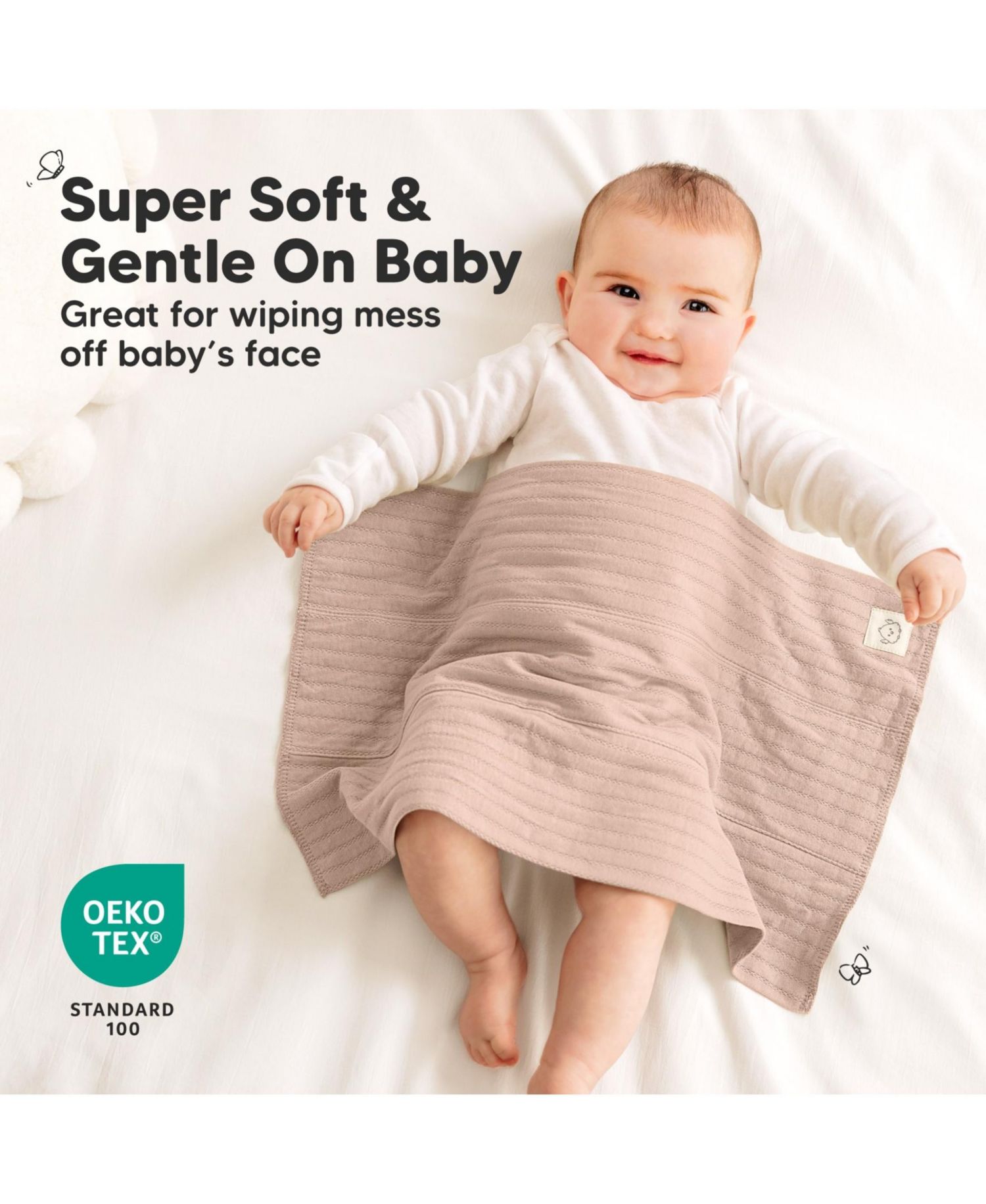 6pk Shea Baby Burp Cloths, Cotton Burping Cloths for Babies, Boys, Girls, Soft & Absorbent Spit Up Rag