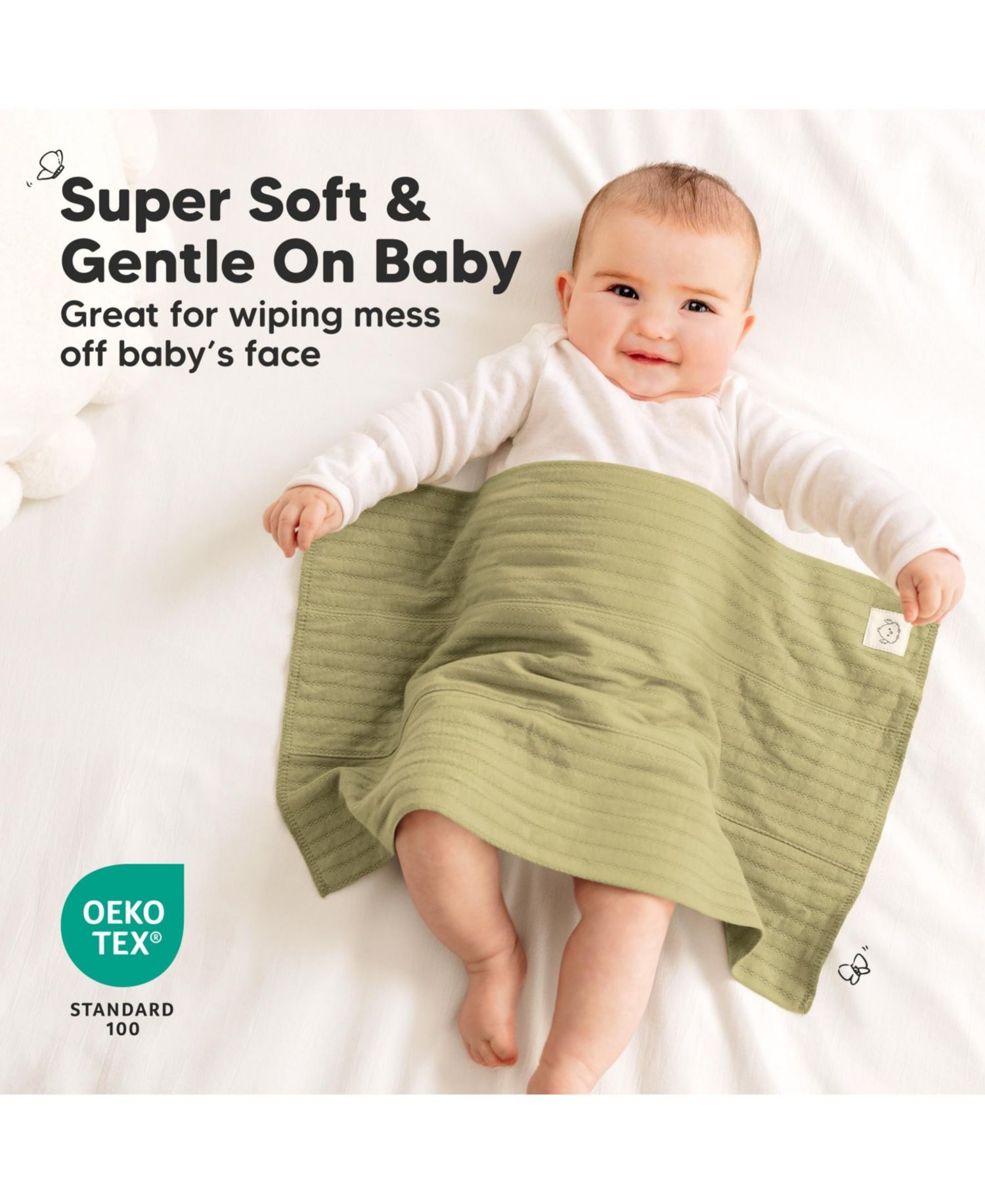 6pk Shea Baby Burp Cloths, Cotton Burping Cloths for Babies, Boys, Girls, Soft & Absorbent Spit Up Rag