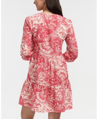 Women's Tiered Dress with Double Tie Neckline