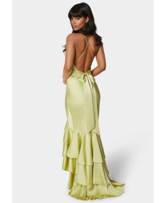 Women's Tiered Satin High Low Gown