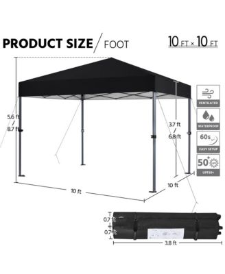 10x10FT Pop-up Canopy with One-Push-To-Lock Setup Mechanism, Beige