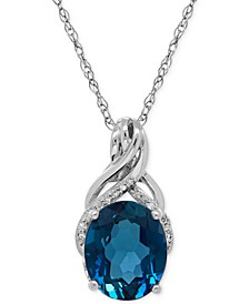 London Blue Topaz (4-3/4 ct. t.w.) and Diamond Accent Twist Pendant Necklace in Sterling Silver