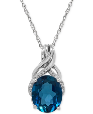 image of London Blue Topaz (4-3/4 ct. t.w.) and Diamond Accent Twist Pendant Necklace in Sterling Silver