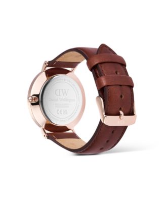 Men's Analog Brown Leather Watch, 40mm