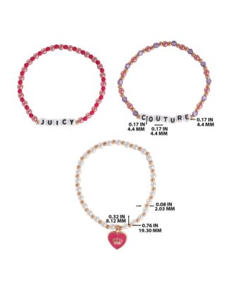 Kids Beaded Bracelet Set – “Juicy Couture” Letter Beads & Heart Charm