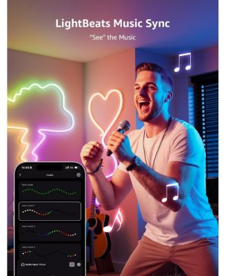 N1 19.68ft AI Smart RGB Rope Lights, LightBeats Music Sync, Color Segment DIY, Voice Control Via APP, Wi-Fi & Bluetooth LED Strip Lights