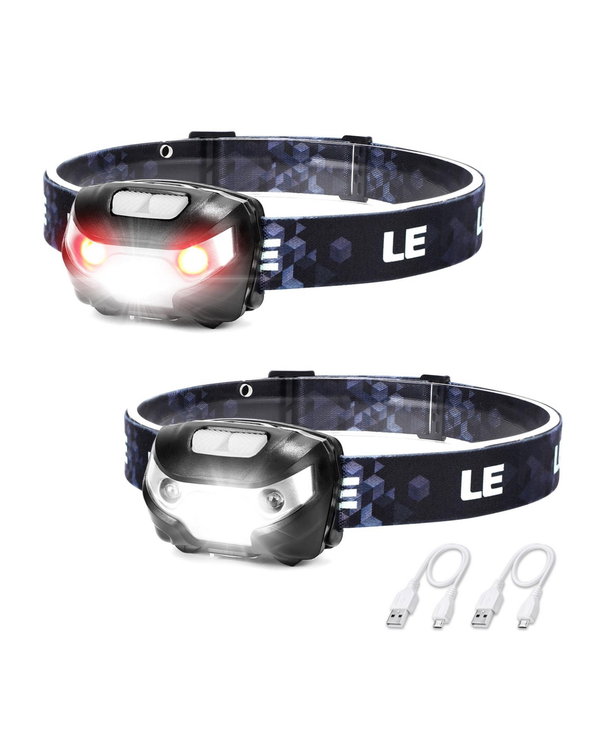 Led Headlamp Rechargeable 2 Packs - Super Bright Head Lamp with 5 Modes for Camping & Hiking Gear Essentials, IPX4 Waterproof Headlight Flashlig