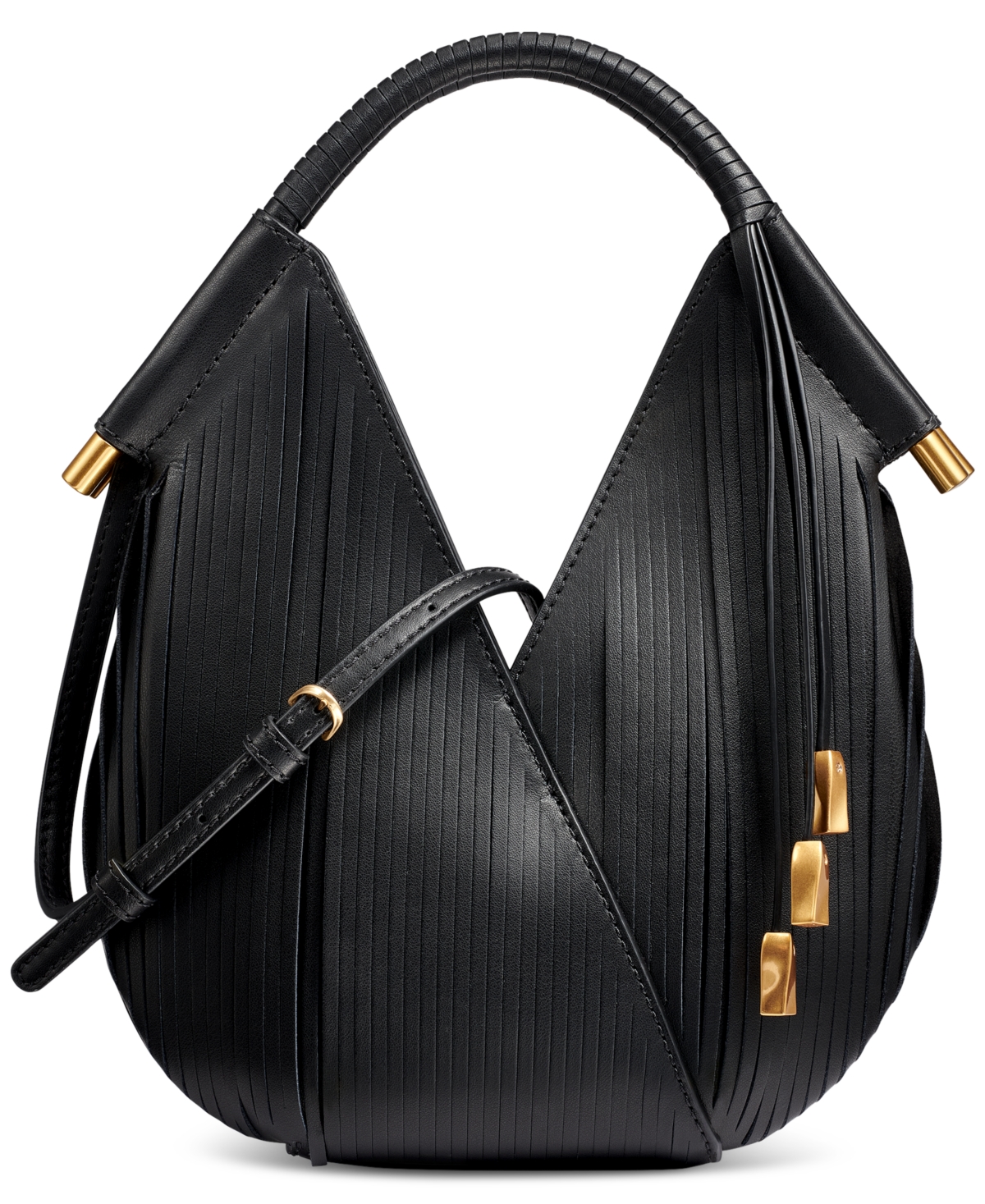 Baldwin Lasercut Micro Leather Crossbody - Black/gold