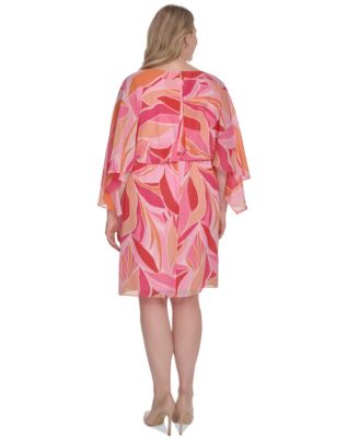 Шифоновое платье-блузон Jessica Howard с принтом и рукавами 3/4 большого размера