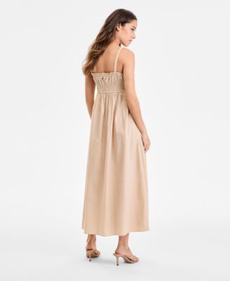 Women's Cotton Sweetheart-Neck Maxi Dress