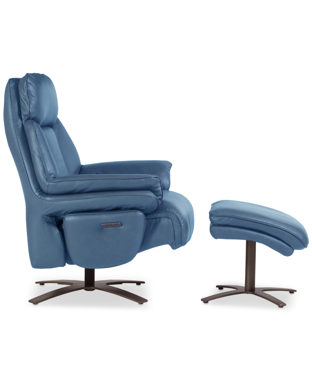 Macy's Guermo Leather Power Recliner, Exclusively At  In Blue