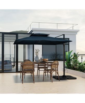 Patio 9.5FT Square Cantilever Offset Umbrella Double Vented 360° Heavy Duty