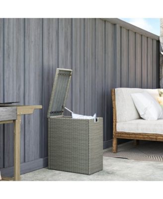 17 Gallon Wicker Deck Box, Small Outdoor Storage Box