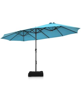 15 ft Double-Sided Patio Umbrella Market Twin Umbrella w/ Enhanced Base