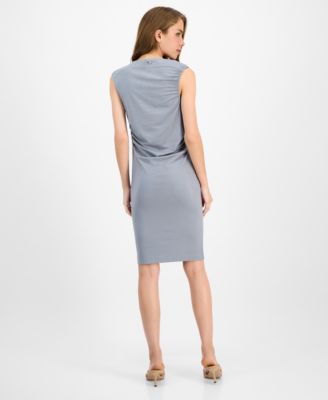 Women's Draped Asymmetric-Neck Dress