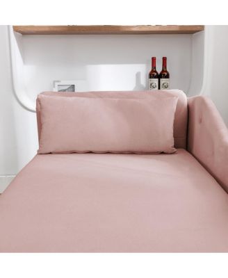 Velvet Upholstered Chaise Lounge with Storage and Pillow, Tufted Rolled Arm Chair with Nailhead Trim for Living Room or Bedroom