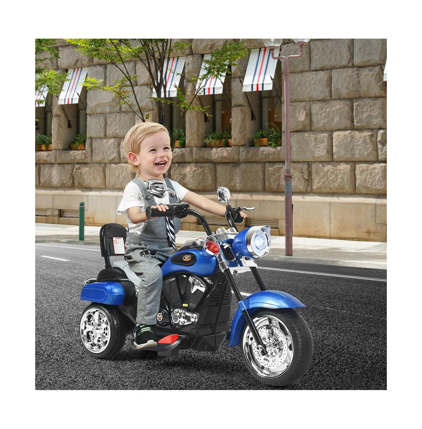 Детская игрушка Mecale Powered 3-Wheel Chopper-Style Ride-On Motorbike, 36"L x 19"W x 25"H, Ages 3+, цвет: Синий — фото 2