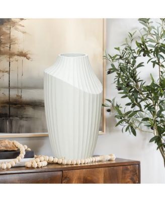 White MgO Modern Abstract Sculpture 20-Inch Tall Vase
