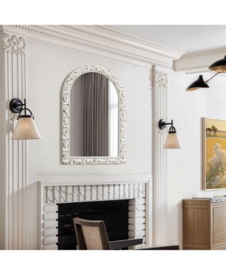 Distressed White Arch Rectangle 36-Inch Tall Wall Mirror, Accent and Vanity