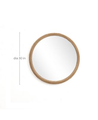 Bamboo Frame Round Accent and Vanity Wall Mirror