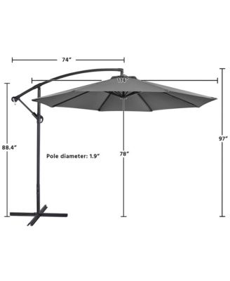 10 Ft Patio Offset Umbrella Cantilever Umbrella, Red