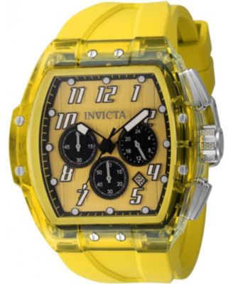 Мужские часы Invicta 45482 S1 Rally с кварцевым хронографом желтого цвета и прозрачным циферблатом.