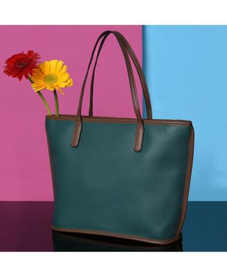 Комплект женской зеленой гламурной сумки-тоут