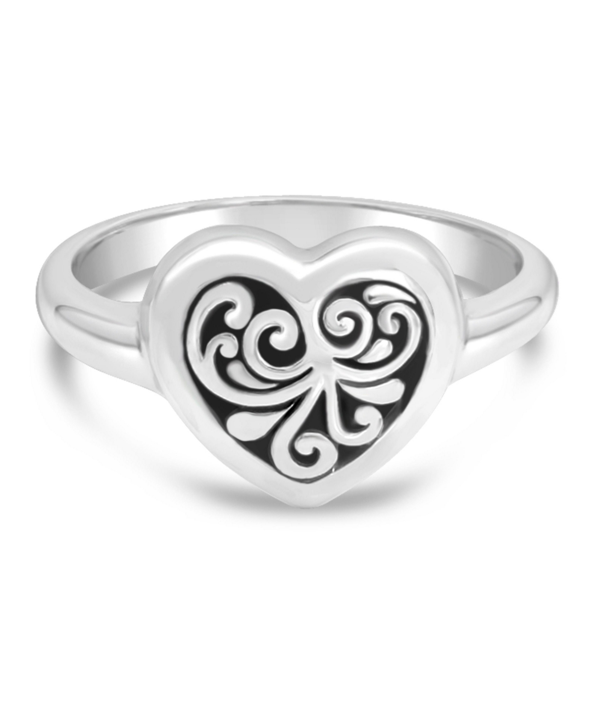 Sweet Heart Filigree Ring in Sterling Silver, Size 9 - Silver