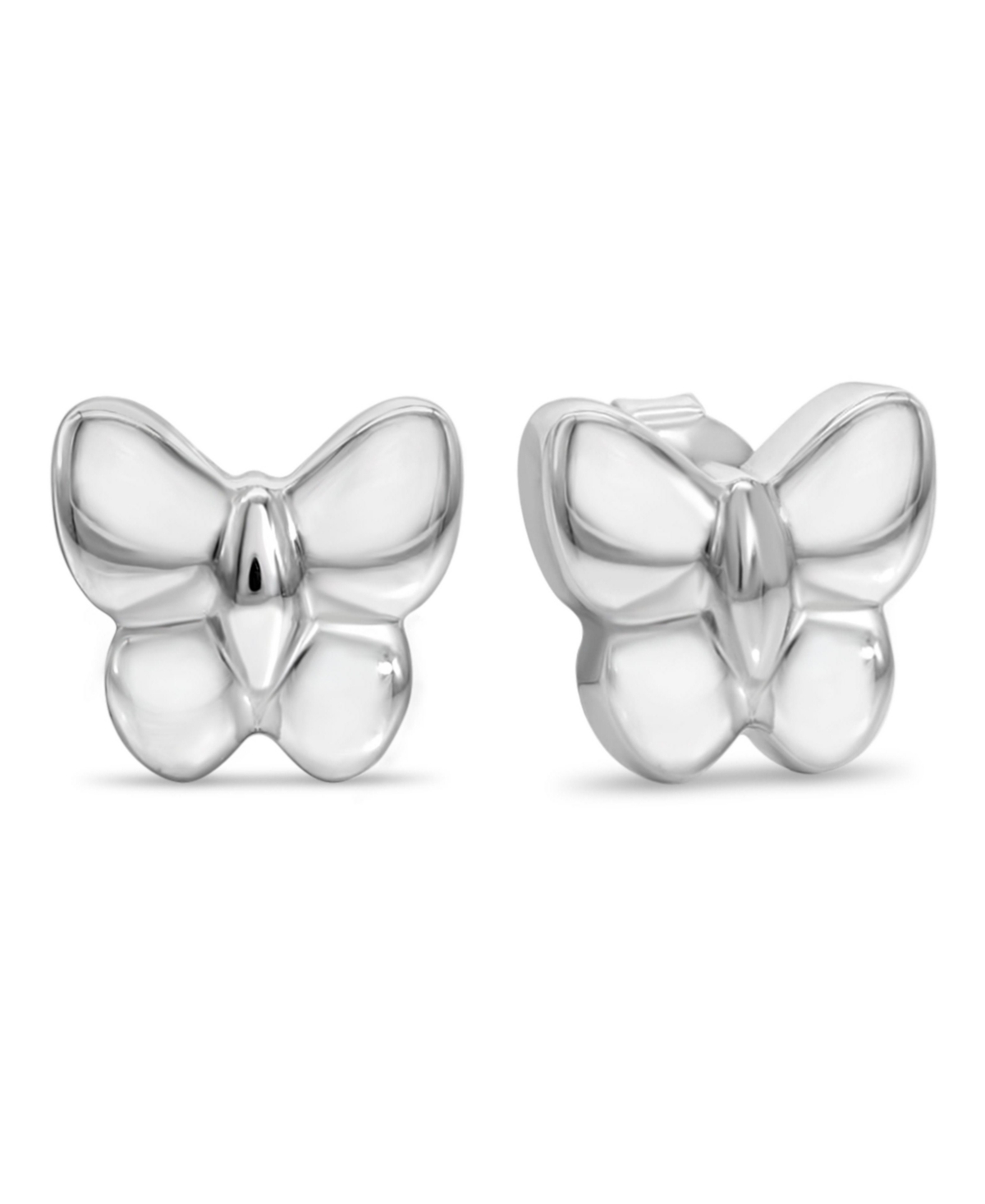 Butterfly Stud Earrings in Sterling Silver - Silver