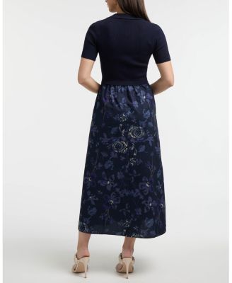 Women's Short Sleeve Polo Collar Twofer Dress