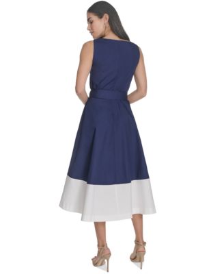 Женское хлопковое миди-платье Jessica Howard с завязками на талии из цветного материала