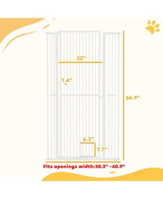 67" Extra Tall Pet Gate, 30"-41" Dog Gate with Cat Door,