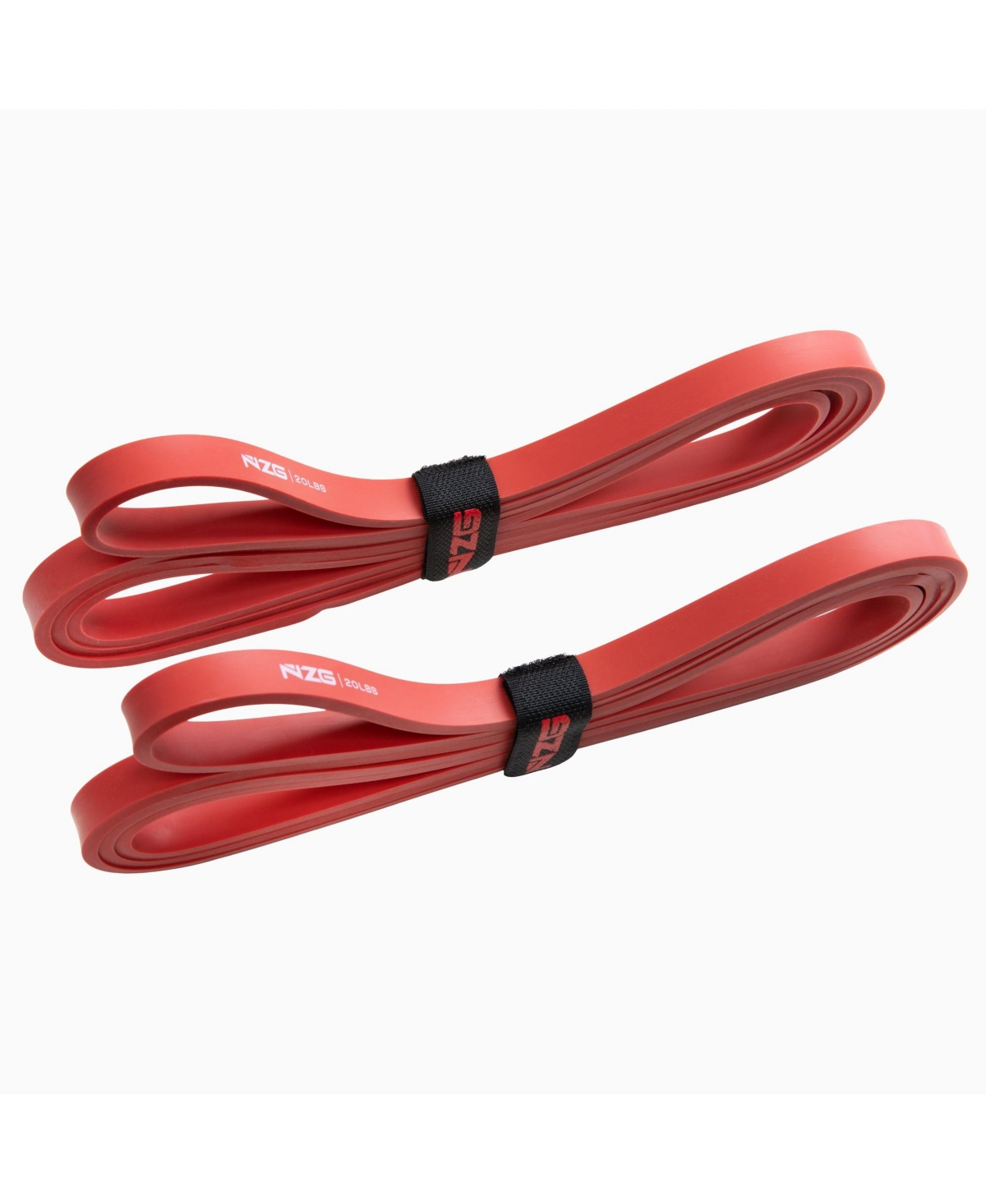 100% Latex-Free Organic Rubber Power Resistance Bands - 20lbs (Pair of 2) - Red