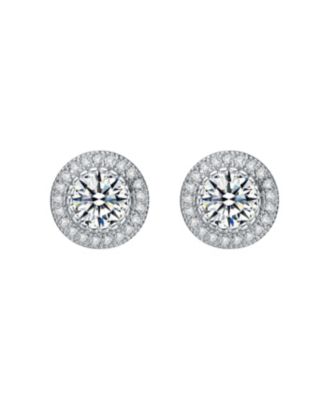 Classy Cubic Zirconia Round Halo Stud Earrings