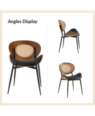 Ema Modern Dining Chair with Curved Wood Backrest,Set of 2