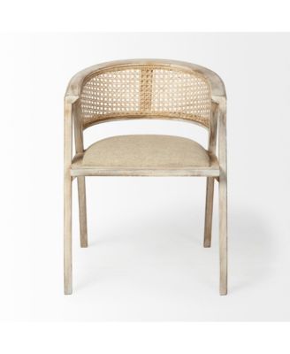 Curved Back Linen Upholstered Dining Arm Chair for Comfortable Home Seating